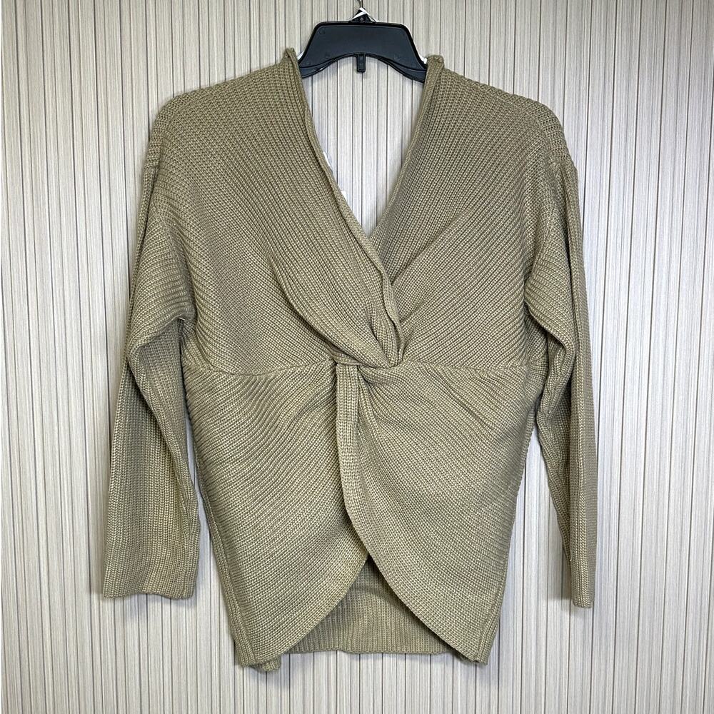 Women's Twist Front Knit Sweater in Green Size Large